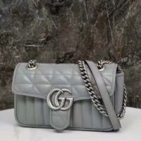 Gucci Women GG Marmont Super Mini Bag Grey Double G Matelassé