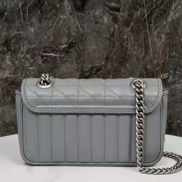 Gucci Women GG Marmont Super Mini Bag Grey Double G Matelassé (13)