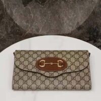 Gucci Women Horsebit 1955 Small Bag Beige Ebony GG Supreme Canvas (1)