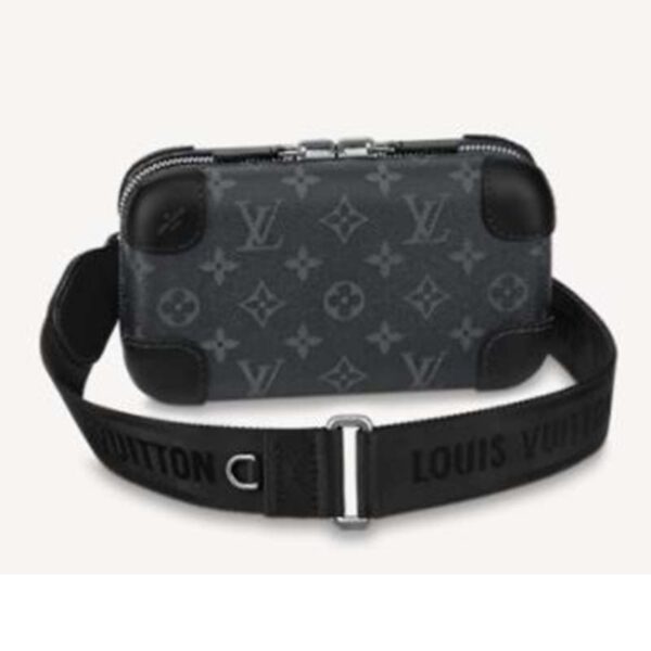 Louis Vuitton LV Unisex Horizon Clutch Monogram Eclipse Coated Canvas Textile Black Cowhide