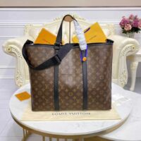 Louis Vuitton LV Unisex WeekEnd Tote GM Monogram Canvas Cowhide Leather