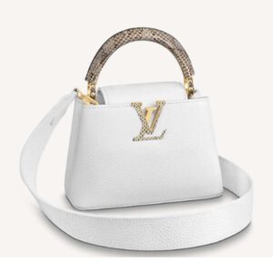 Louis Vuitton LV Women Capucines Mini Handbag White Taurillon Leather