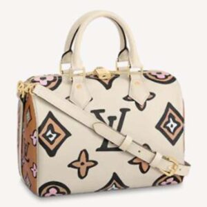 Louis Vuitton LV Women Speedy Bandoulière 25 Handbag Cream Monogram Coated Canvas