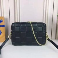 Louis Vuitton LV Women Troca MM Handbag Cashmere Black Damier Quilt Lambskin Calfskin