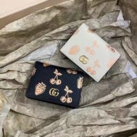 Gucci GG Unisex GG Marmont Berry Card Case Wallet White Double G