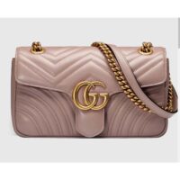 Gucci GG Women GG Marmont Small Matelassé Shoulder Bag Pink Double G (1)