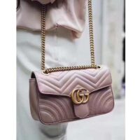 Gucci GG Women GG Marmont Small Matelassé Shoulder Bag Pink Double G (1)