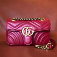 Gucci GG Women GG Marmont Matelassé Mini Bag Red Double G (19)