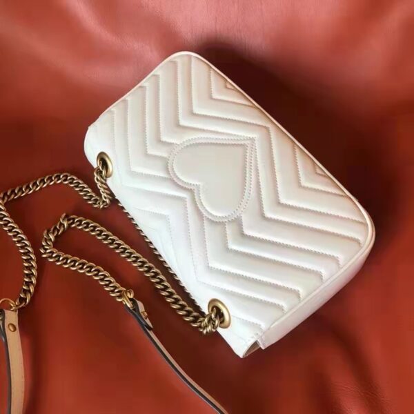 Gucci GG Women GG Marmont Small Matelassé Shoulder Bag White Double G (15)