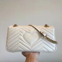 Gucci GG Women GG Marmont Small Matelassé Shoulder Bag White Double G