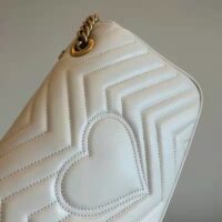 Gucci GG Women GG Marmont Small Matelassé Shoulder Bag White Double G