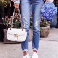 Gucci GG Women GG Marmont Small Matelassé Shoulder Bag White Double G