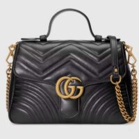 Gucci GG Women GG Marmont Small Top Handle Bag Black Double G (1)