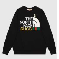 Gucci GG Men The North Face x Gucci Sweatshirt Black Cotton Jersey Crewneck Oversized Fit