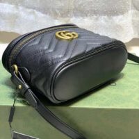 Gucci Unisex GG Marmont Cosmetic Case Black Matelassé Chevron Leather Double G (1)