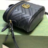 Gucci Unisex GG Marmont Cosmetic Case Black Matelassé Chevron Leather Double G (1)