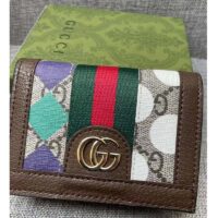 Gucci Unisex GG Ophidia Card Case Wallet Brown Leather Beige Ebony Supreme Canvas (1)