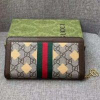 Gucci Unisex GG Ophidia Zip Around Wallet Beige Ebony GG Supreme Canvas (1)