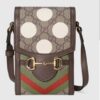 Gucci Unisex Gucci Horsebit 1955 Mini Bag Beige Ebony GG Supreme Canvas