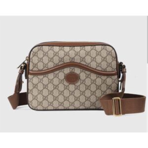 Gucci Unisex Messenger Bag Interlocking G Beige Ebony GG Supreme Canvas