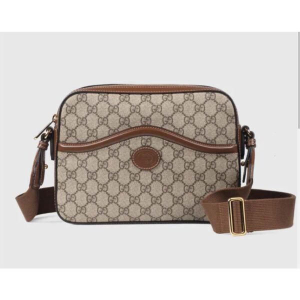 Gucci Unisex Messenger Bag Interlocking G Beige Ebony GG Supreme Canvas (9)