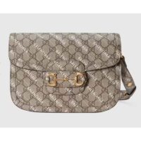 Gucci Unisex The Hacker Project Small Horsebit 1955 Bag Beige GG Supreme Canvas (1)