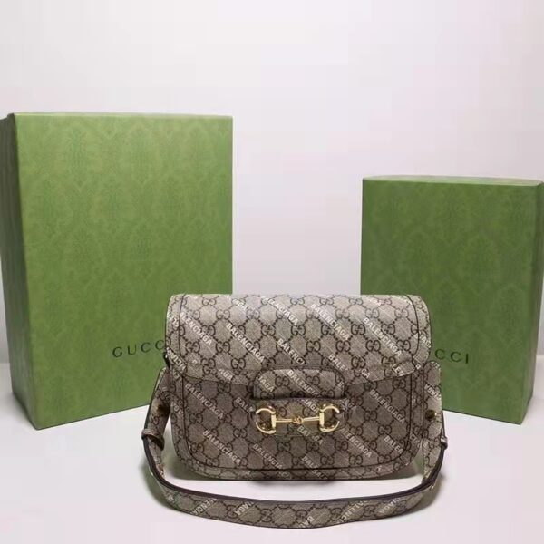 Gucci Unisex The Hacker Project Small Horsebit 1955 Bag Beige GG Supreme Canvas (5)