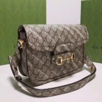 Gucci Unisex The Hacker Project Small Horsebit 1955 Bag Beige GG Supreme Canvas (1)