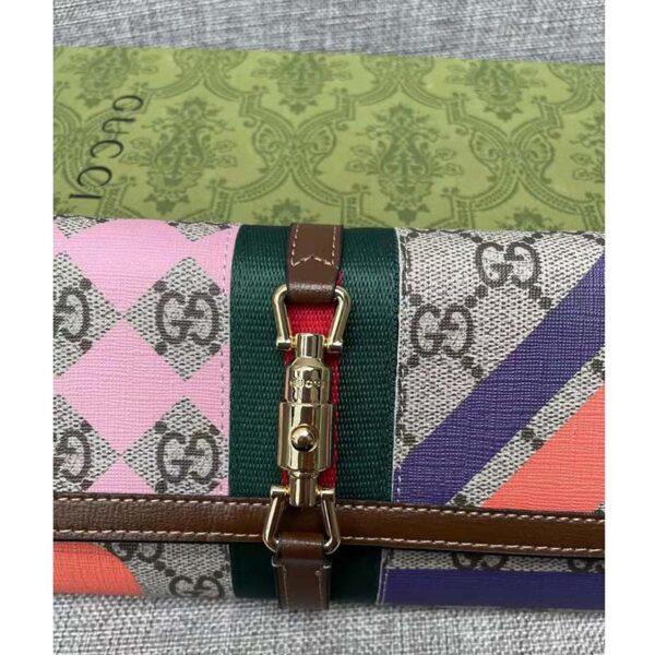 Gucci Women GG Jackie 1961 Chain Wallet Beige Ebony GG Supreme Canvas (7)