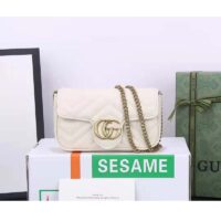 Gucci Women GG Marmont Matelassé Mini Bag White Matelassé Chevron Leather