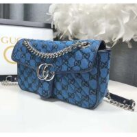 Gucci Women GG Marmont Multicolor Small Shoulder Bag Blue Double G (1)