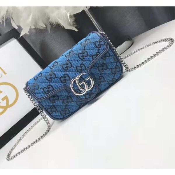 Gucci Women GG Marmont Multicolor Super Mini Bag Blue Double G (5)