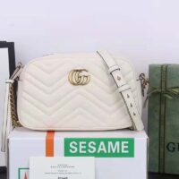 Gucci Women GG Marmont Small Shoulder Bag White Matelassé Chevron Leather (2)