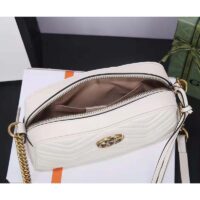 Gucci Women GG Marmont Small Shoulder Bag White Matelassé Chevron Leather (2)