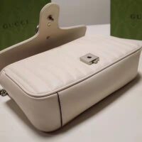 Gucci Women GG Marmont Small Shoulder Bag White Matelassé Leather Double G (10)