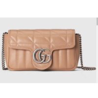 Gucci Women GG Marmont Super Mini Bag Beige Double G Matelassé Leather (1)