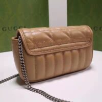 Gucci Women GG Marmont Super Mini Bag Beige Double G Matelassé Leather (1)