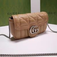 Gucci Women GG Marmont Super Mini Bag Beige Double G Matelassé Leather (1)