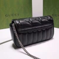 Gucci Women GG Marmont Super Mini Bag Black Double G Matelassé