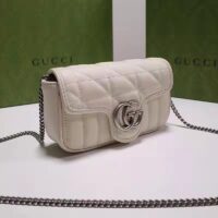 Gucci Women GG Marmont Super Mini Bag White Double G Matelassé Leather