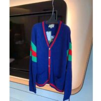 Gucci Women Gucci 100 Wool Cardigan Blue Wool Green Red V-Neck (12)