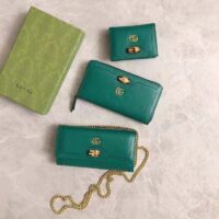 Gucci Women Gucci Diana Card Case Wallet Double GG Green Leather (1)