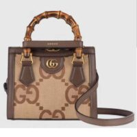 Gucci Women Gucci Diana Jumbo GG Mini Tote Bag Camel Brown Canvas (1)