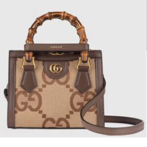 Gucci Women Gucci Diana Jumbo GG Mini Tote Bag Camel Brown Canvas