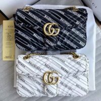 Gucci Women The Hacker Project Small GG Marmont Bag Balenciaga White Leather