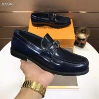 Louis Vuitton LV Men Major Loafer Navy Blue Glazed Calf Monogram Canvas (1)