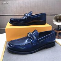 Louis Vuitton LV Men Major Loafer Navy Blue Glazed Calf Monogram Canvas (1)