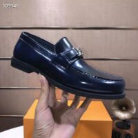 Louis Vuitton LV Men Major Loafer Navy Blue Glazed Calf Monogram Canvas (1)