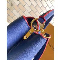 Louis Vuitton LV Women Capucines MM Handbag Navy Blue Red Taurillon Leather