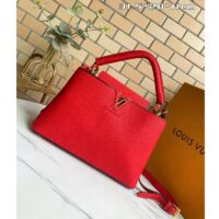 Louis Vuitton LV Women Capucines MM Handbag Scarlet Red Taurillon Leather